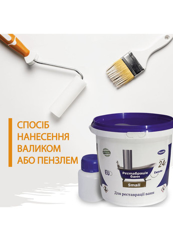 Краска акриловая Small для реставрации чугунных, стальных и акриловых ванн 900г. Plastall (366870246)