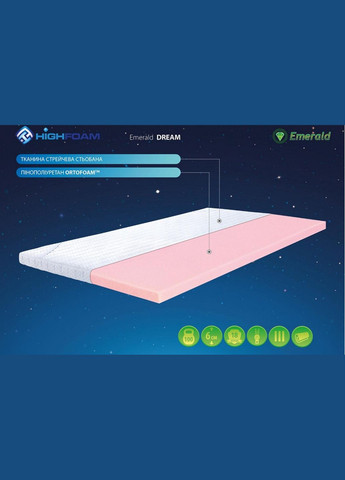 Ортопедичний тонкий матрац Emerald Dream /Емеральд Дрім (топер) ТМ HighFoam (315910958)