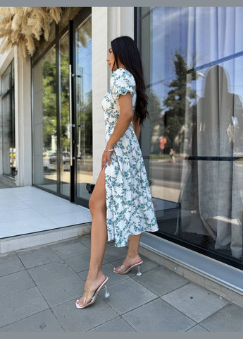 Белое праздничный, коктейльное, деловое, пляжное, повседневный, вечернее платье женское No Brand с цветочным принтом