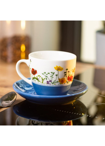 Керамическая чашка с блюдцем для кофе и чая 250 (мл) Синяя Liling Rongxiang Ceramic (360454836)