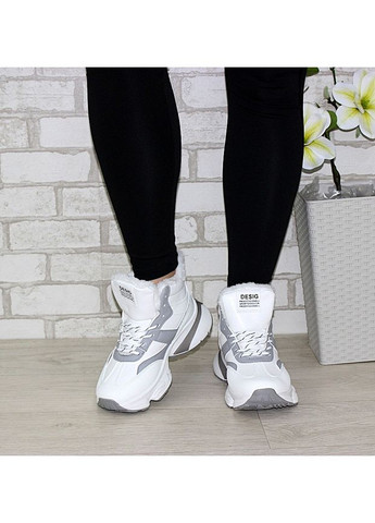Жіночі високі зимові кросівки з об'ємною товстою підошвою Fashion білі зими (370877871)