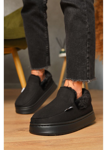 Капці домашні жіночі на хутрі чорного кольору Let's Shop (362027507)