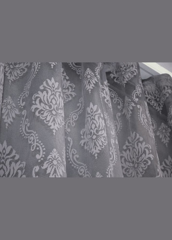 Тюль готовый серый жаккард на тесьме "Корона", ширина 300 см, высота 260 см. No Brand (294207711)