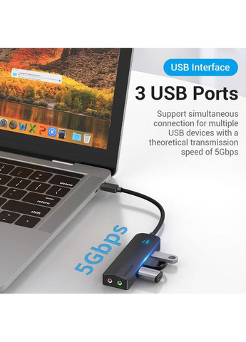 Док-станция USB 3.1 Type-C – 3 x USB 3.0 + MicroUSB + 3.5mm Black (TGQBB) Vention (323119919)