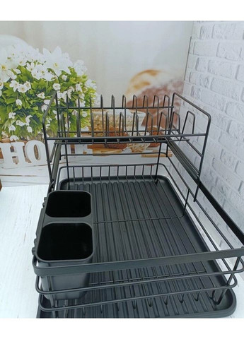 Сушарка для посуду KM-0757 43х16х32.5 см чорна Kamille (336148036)