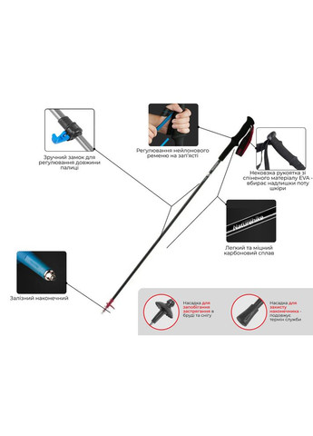 Трекінгова палиця ST07 NH18D010-Z, 115-135 см, бордова (A-017220) Naturehike (321107457)