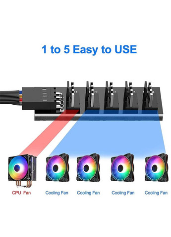 PWM хаб разветвитель на 5 вентиляторов 3/4 pin No Brand (327400492)