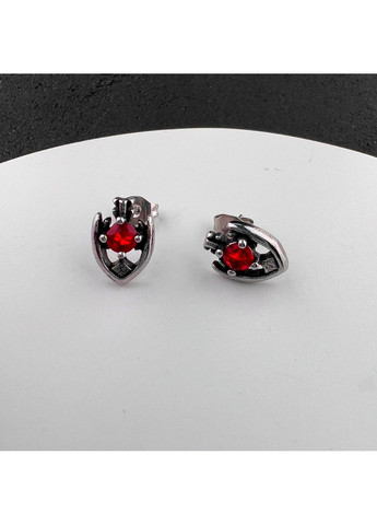 Готичні панк сережки з червоним каменем із медичної сталі ES-034 No Brand (299330436)