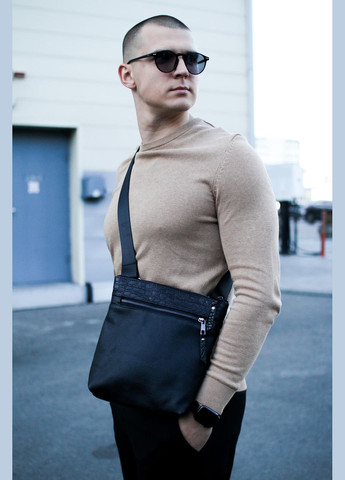 Сумка-мессенджер из натуральной кожи, сумка через плечо мужская (черная) EX-022 SKILL (347628847)