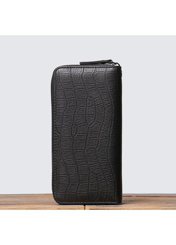 Мужской кожаный клатч-кошелек на молнии из натуральной кожи крокодила черный No Brand (351536917)