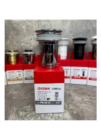 Донный клапан для раковины 1 1/4'' без перелива автоматический СLICK-СLACK ( ) (KR5786) KOER PW-08-01 (388593009)