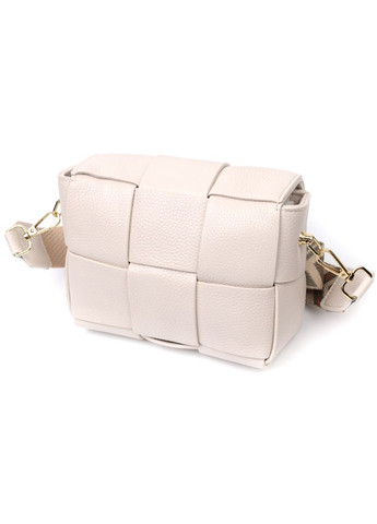 Сумка жіноча через плече з плетінням шкіряна 22311 Біла Vintage (302007770)