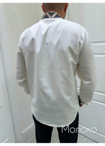 Молочная вышиванка мужская выполнена в традиционном украинском стиле, с рукавами, турция Україна (349810473)