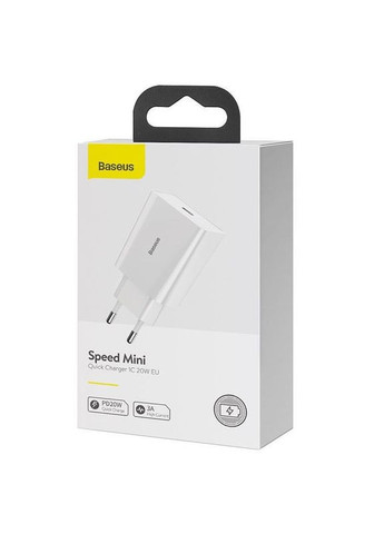 Зарядний пристрій Speed Mini Quick Charger 20W (1USB C) (CCFS S) Білий Baseus (372163465)