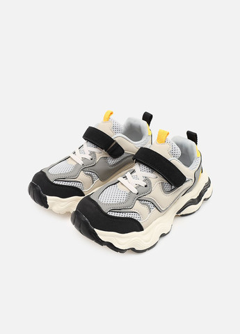 Цветные демисезонные кроссовки для девочки, на плоской подошве цвет черно-серый cb-00273817 Kimboo