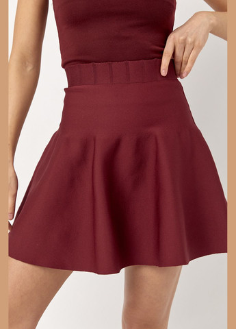 Бордовая повседневная женская мини-юбка солнце-клеш - коричневый Lurex