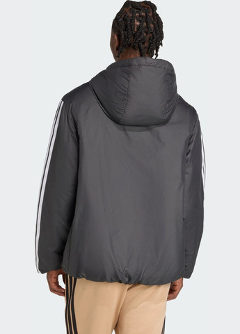 Черная демисезонная куртка essentials climawarm 3-stripes insulated hooded adidas