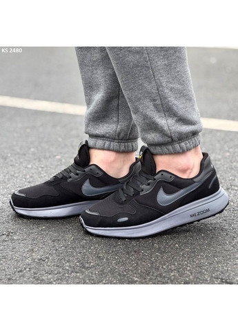 Черные демисезонные кроссовки мужские nike air zoom black gray найк аир зум No Brand