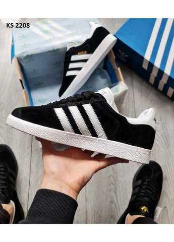 Черные демисезонные кроссовки мужские adidas gazelle black white адидас газель No Brand