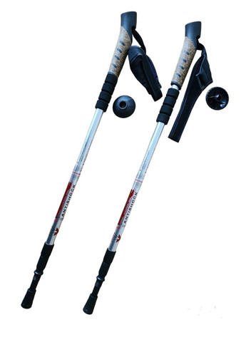 Палки для скандинавской ходьбы+треккинг Antishock телескопические пара Серебро 110-135 см No Brand (292405682)