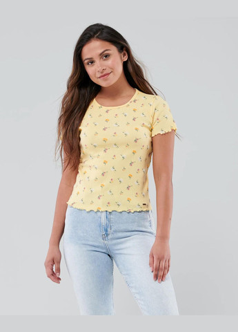 Желтая летняя желтая футболка - женская футболка hc8683w Hollister
