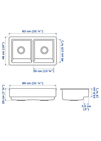 Раковина ІКЕА HAVSEN 82х48 см (s79250265) IKEA (278406362)