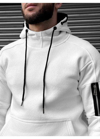 Зимовий спортивний костюм з начосом молочний худі + чорні штани Grand No Brand (365769346)