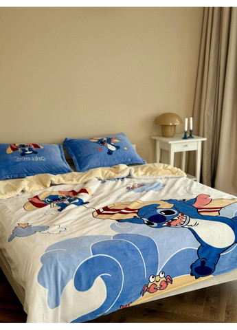 Постельное белье Стич, плюш Семейный размер, наволочки 50/70 No Brand (364220540)