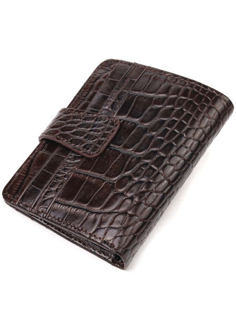 Чоловічий шкіряний гаманець з тисненням під крокодила та відділеннями для коричневий карт (sku_21689) No Brand (327820177)