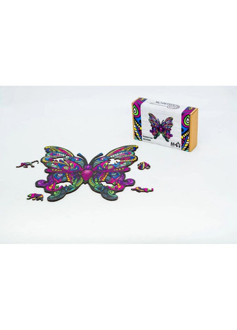Фігурний дерев'яний пазл A4 Барвистий Метелик PuzA4-01723, 60 деталей PuzzleOK (330829194)