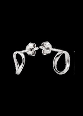 Серебряные серьги пуссеты перекрученный овал без камней No Brand (333705872)