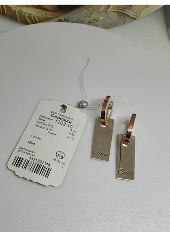Серьги серебро 925 проба с пластинами золота 375 пробы застежка конго с надписью No Brand (329869074)