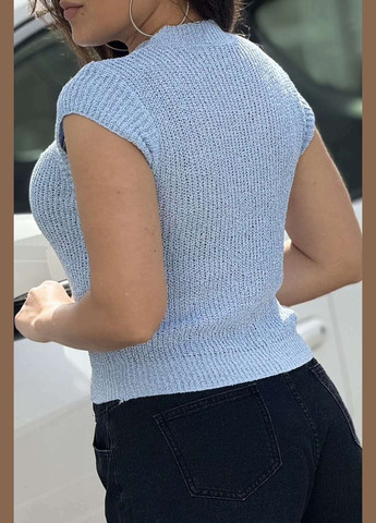 Голубая летняя футболка женская трикотажная голубого цвета Let's Shop