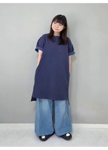 Индиго кэжуал платье платье-футболка Uniqlo однотонное