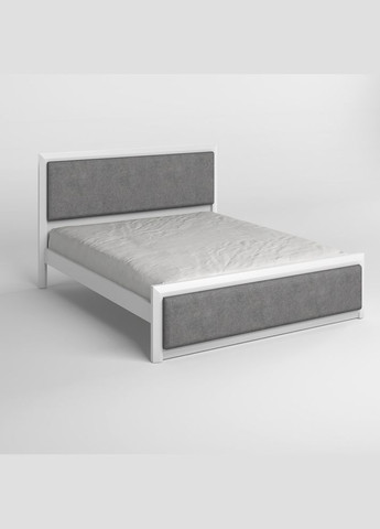 Двоспальне дерев'яне ліжко Барселона Б4 (RAL9003)/Аляска 93 (Сірий) 180х200 см (MBG-14003) Mebigrand (368282113)