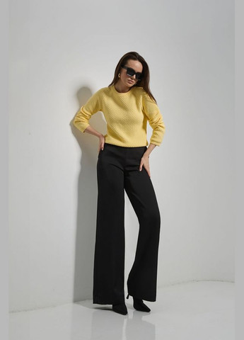 Светло-желтый демисезонный джемпер с нежным узором из натуральной пряжи (2731) Triko Bakh