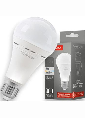 Світлодіодна лампа E27 10W з вбудованим акумулятором Titanum (293346974)