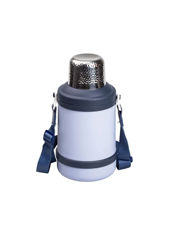 Термос Vacuum Cup 1.5 литра с ремешком и складной ручкой темно-синий HP-14-21BL Yiwu (391464395)