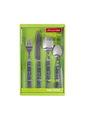 Набор столовых приборов 24 предмета с пластиковыми ручками KM- hjk Kamille 5245 (360880103)