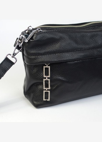 Шкіряна жіноча маленька чорна сумка крос боді через плече на два незалежні відділення No Brand (311280547)