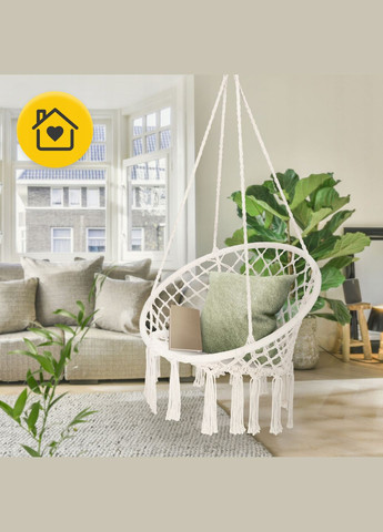 Крісло-гойдалка Boho Dream 80 см підвісна, плетена Beige (P-5905973404518) 4FIZJO (333652167)