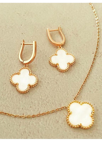 Позолочені Сережки "Конюшина" + Ланцюжок (Кольє) 40см-45см. Позолота No Brand (364502953)