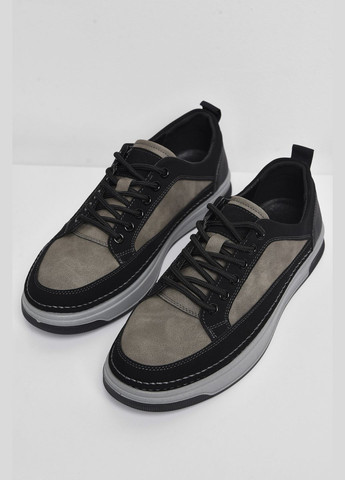 Чорні Осінні кросівки чоловічі чорно-сірого кольору на шнурівці Let's Shop