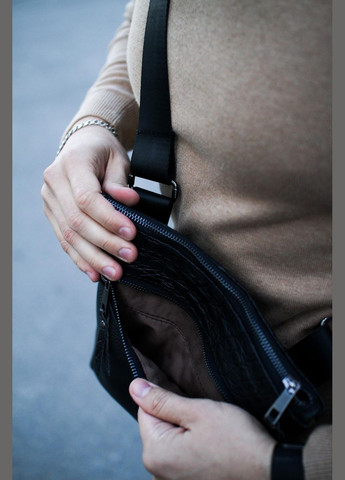 Сумка-мессенджер из натуральной кожи, сумка через плечо мужская (черная) EX-022 SKILL (347628847)