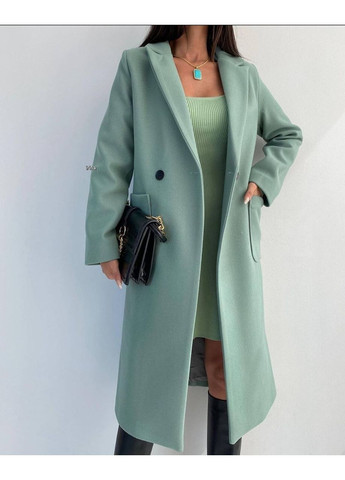 Світло-зелене демісезонне Лаконічне пальто прямого крою No Brand