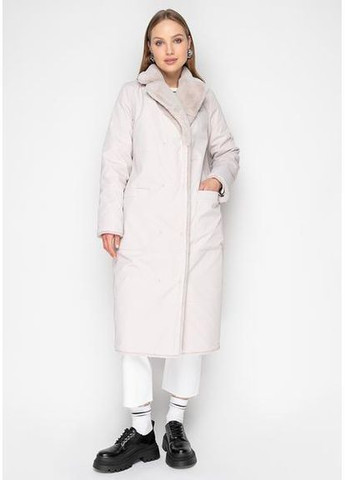 Пальто з Екохутром і Шалевим Коміром 1101M-C Молоко/ вершки SAM Samange (367582241)