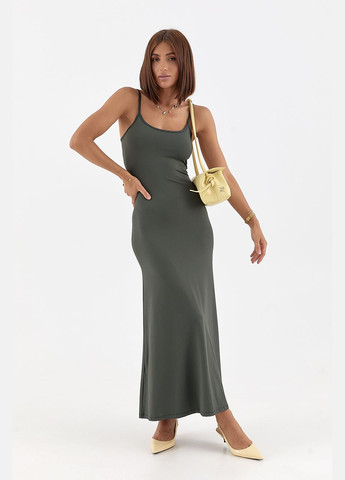 Темно-зеленое облегающее платье на бретелях Lurex