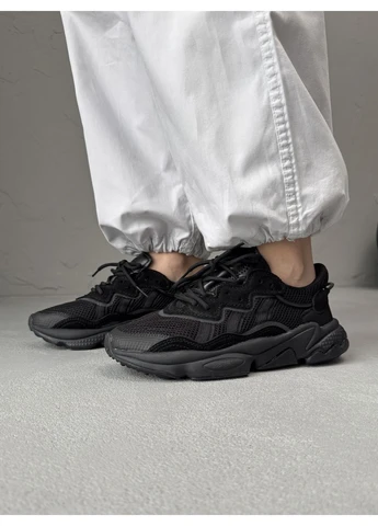 Чорні літні кросівки adidas ozweego triple black textile адідас озвіго No Brand
