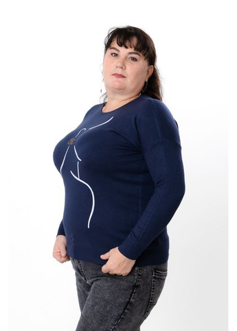 Темно-синій утеплений жіночий джемпер однотонний з малюнком (p-18067) Носи своє малюнок без декору (363043530)