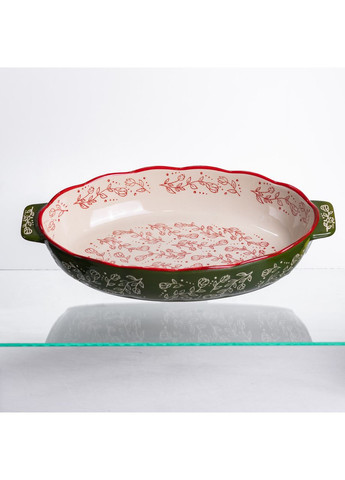 Форма для запекания Vintage 35×22×5 (см) овальная с ручками Зеленая HM05-03 Yiwu (369446688)